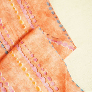 Orange & Multicolor Stripes Print Cotton Mulmul Fabric GT-25438
