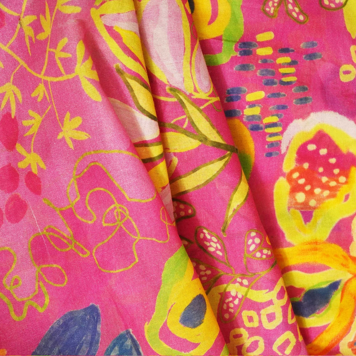 Magenta Abstract Print Cotton Mulmul Fabric GT-25440