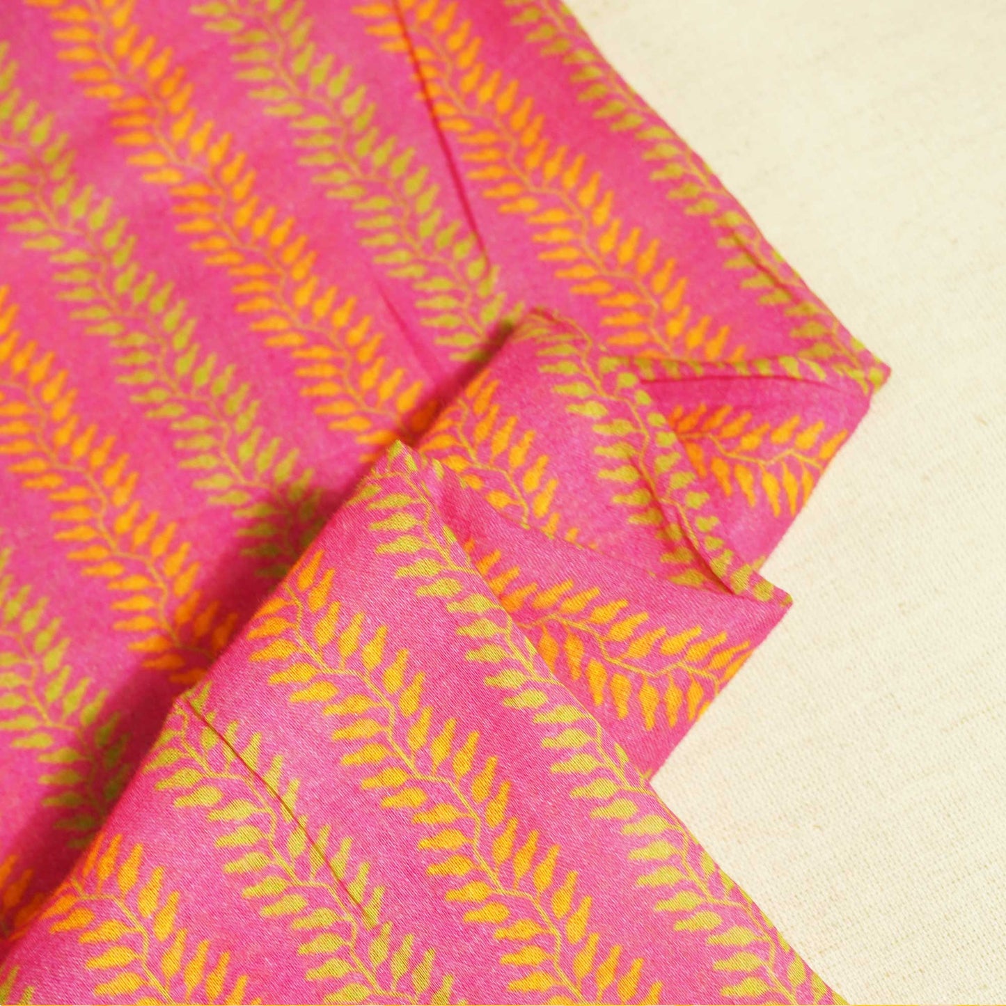 Magenta & Orange Floral Print Cotton Mulmul Fabric GT-25441