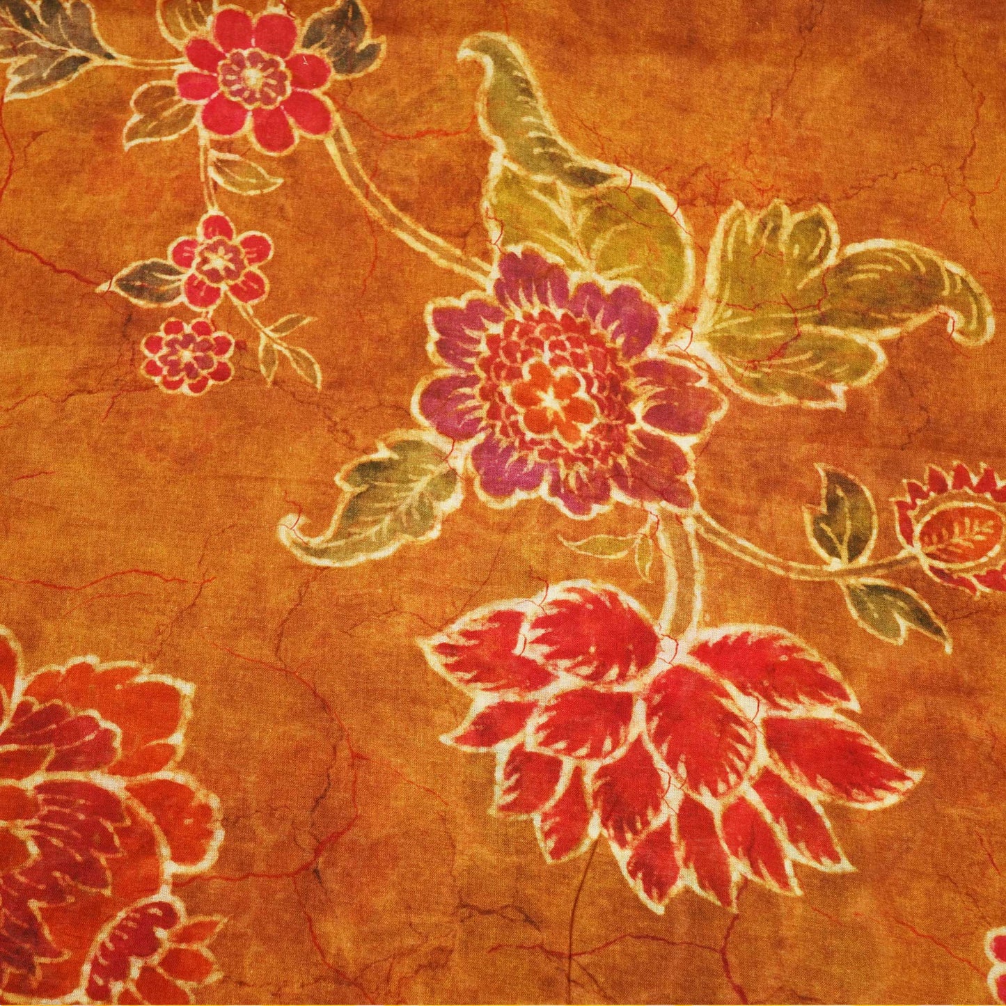 Brown Floral Print Cotton Mulmul Fabric GT-25442