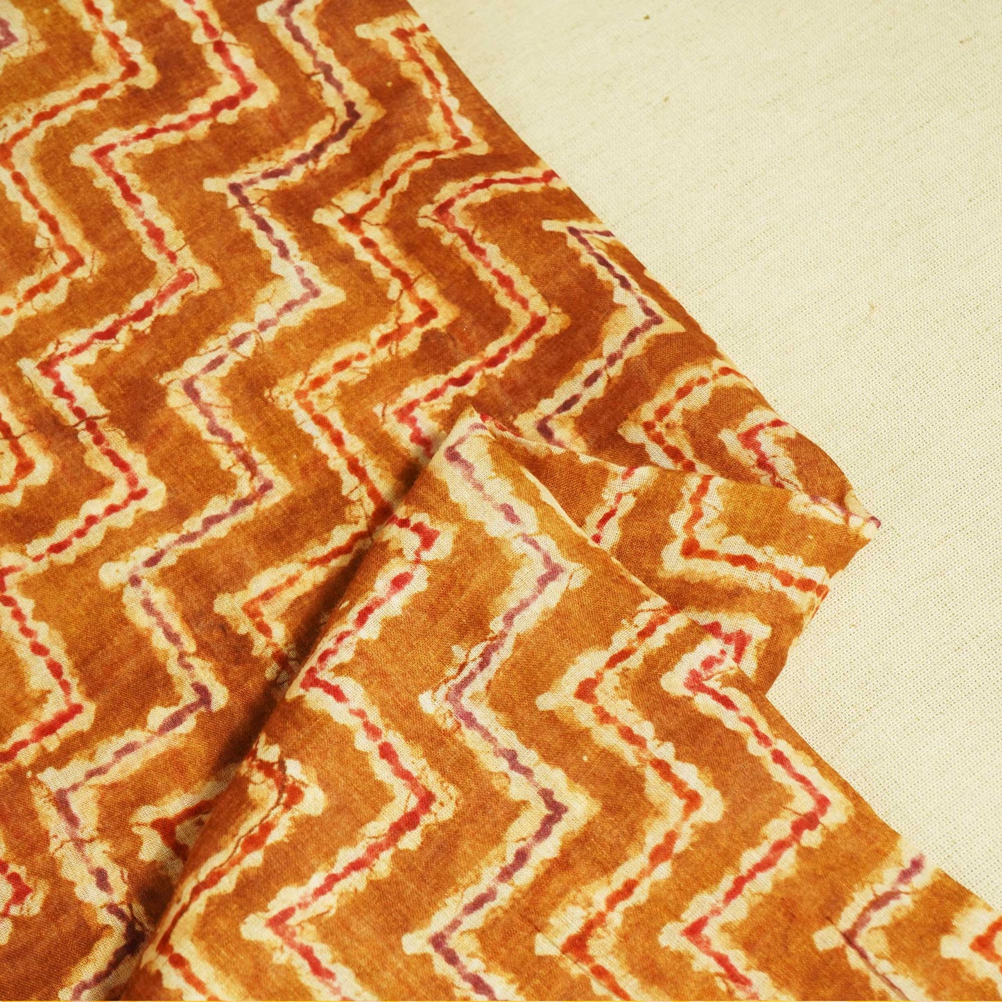 Brown Chevron Print Cotton Mulmul Fabric GT-25443