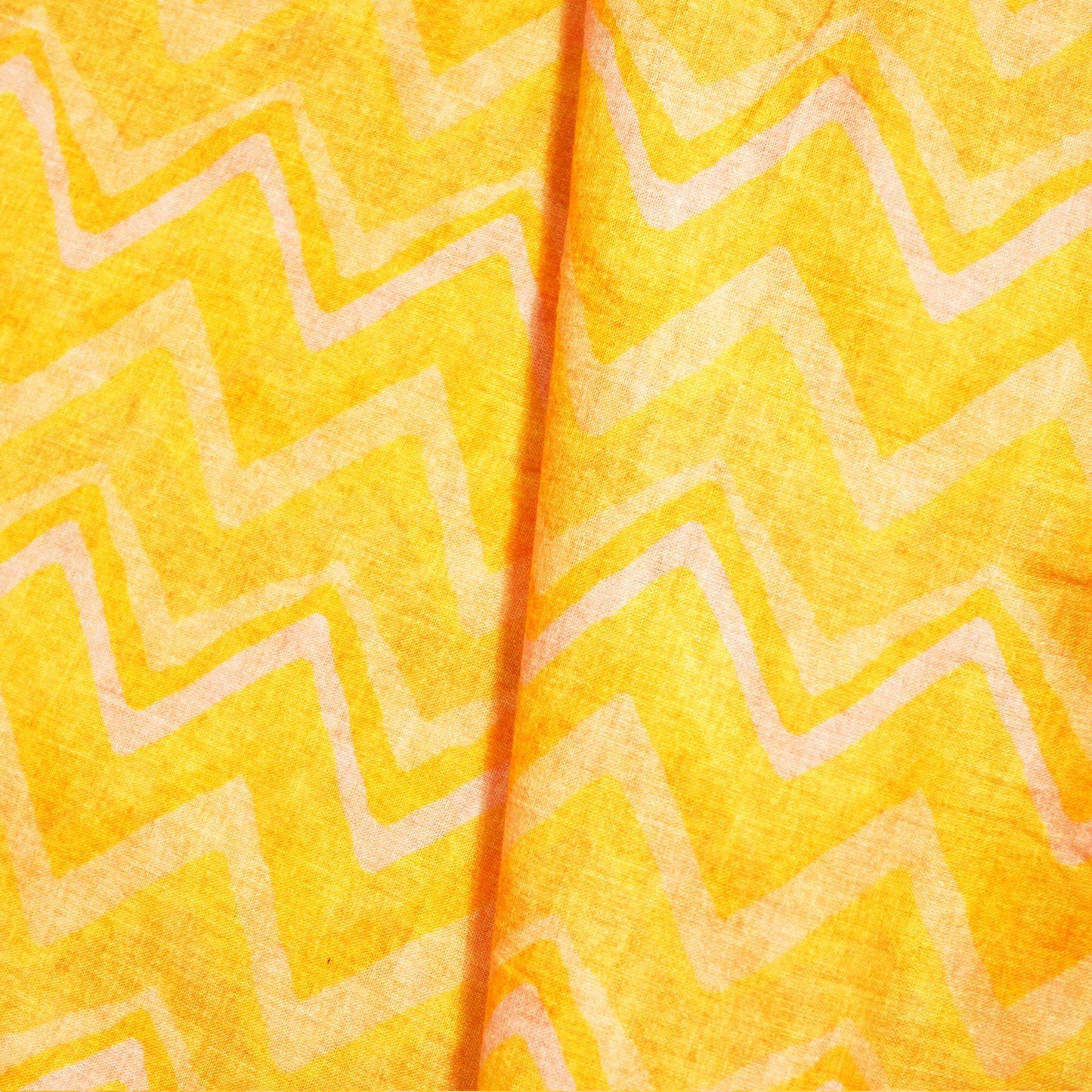 Peach & Multicolor Chevron Print Cotton Mulmul Fabric GT-25444