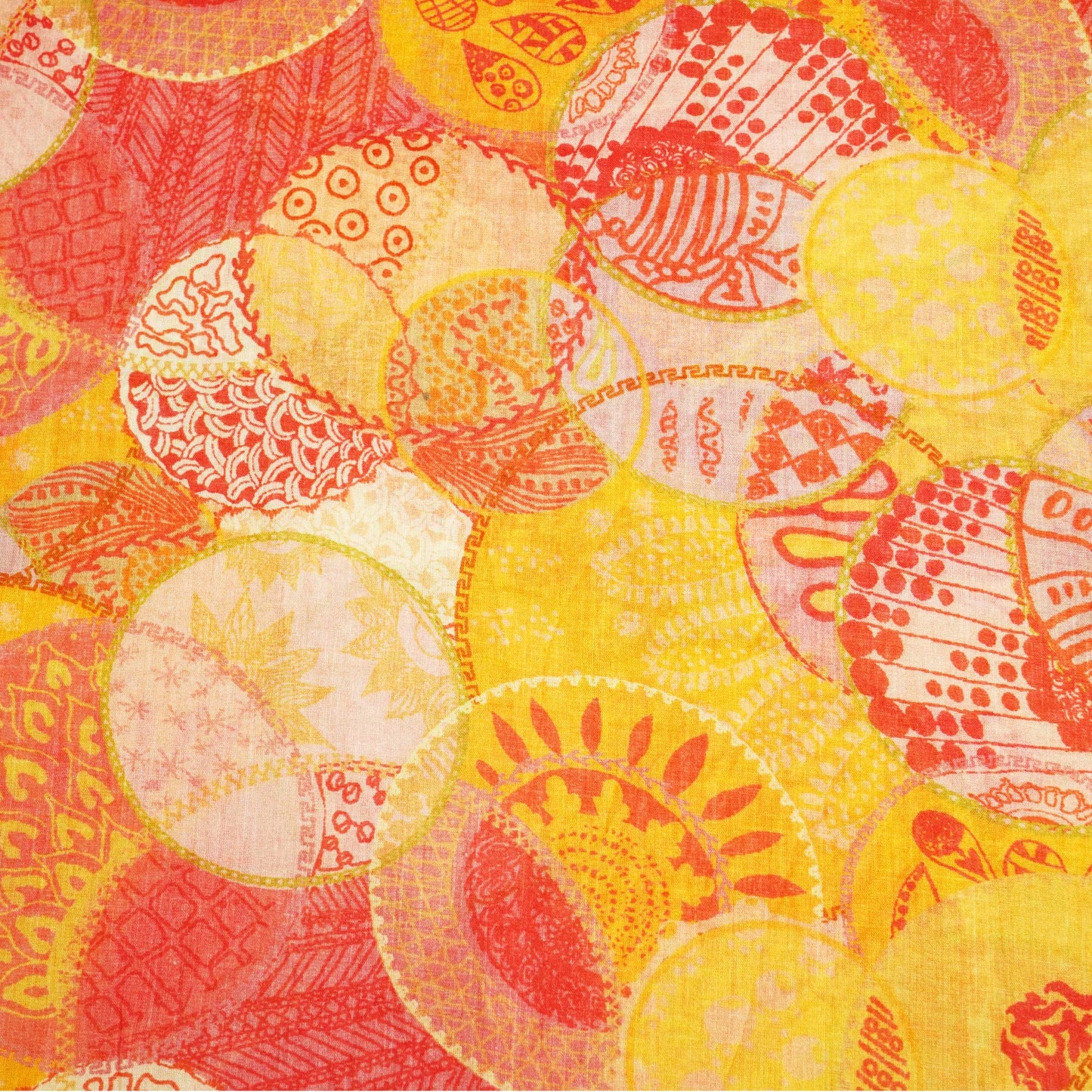 Mustard Geometrical Print Cotton Mulmul Fabric GT-25445