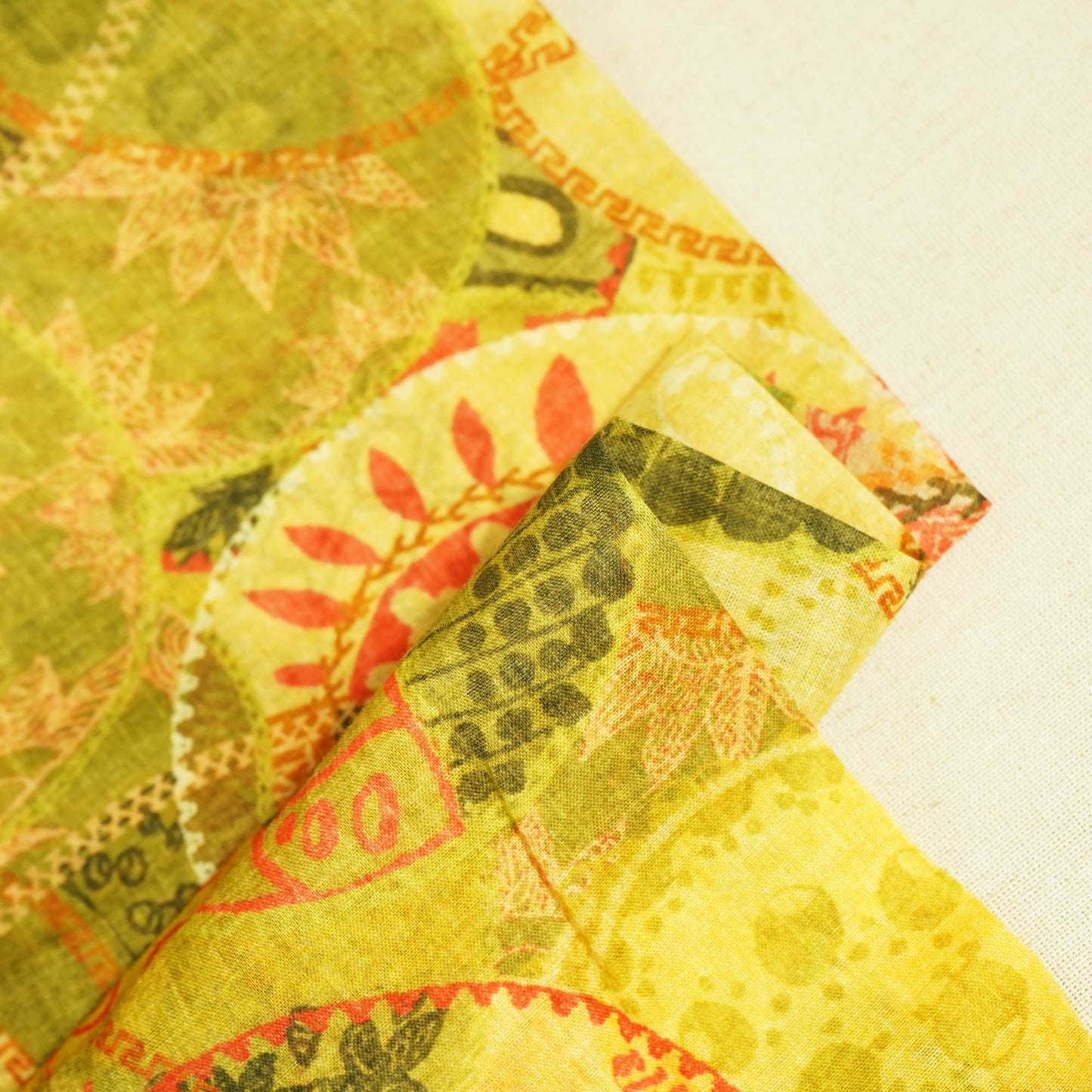 Green Abstract Print Cotton Mulmul Fabric GT-25448