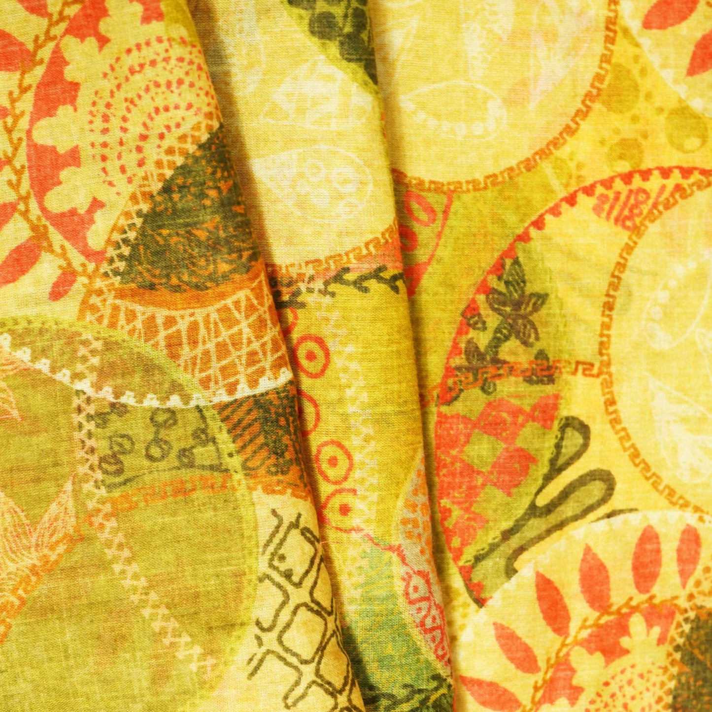 Green Abstract Print Cotton Mulmul Fabric GT-25448