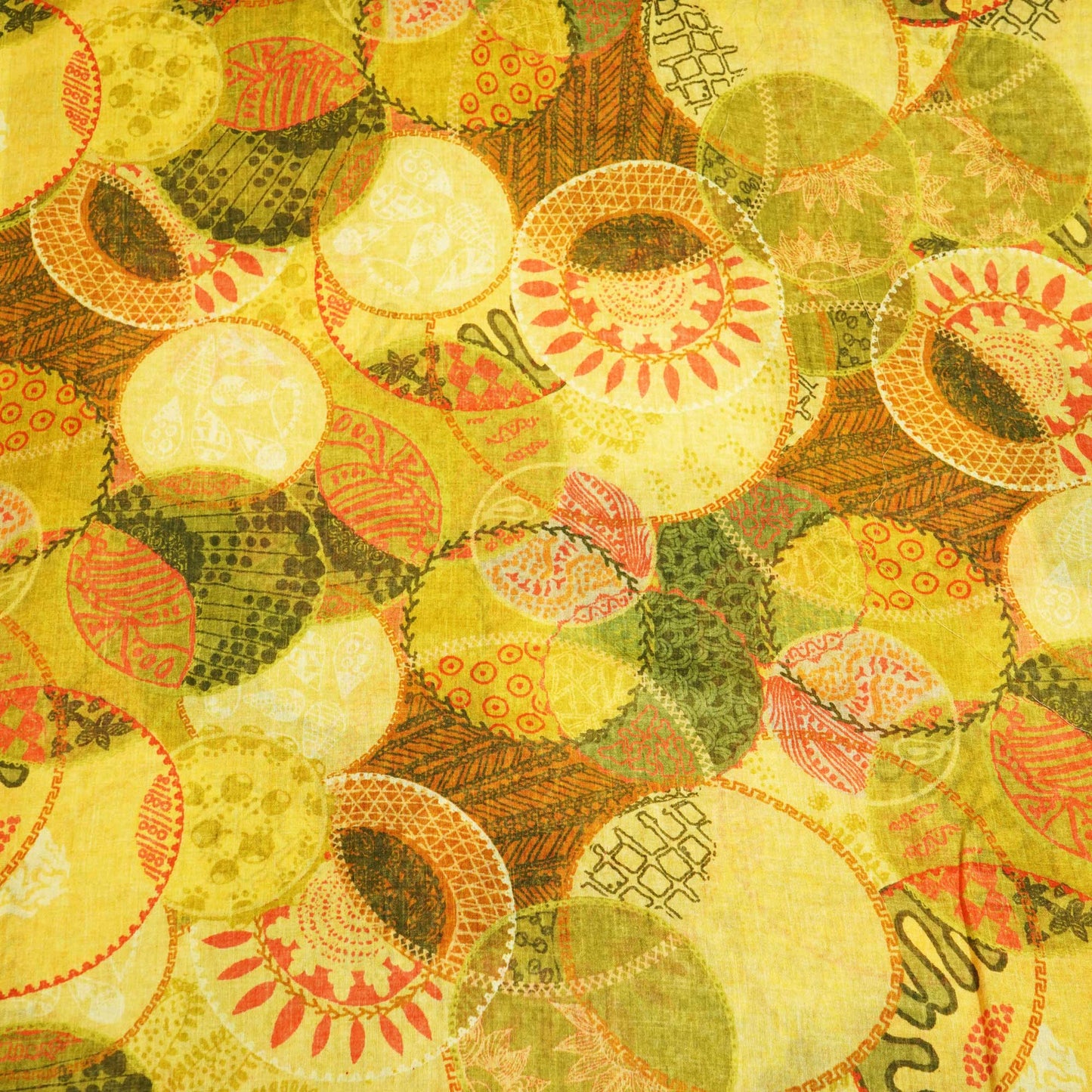 Green Abstract Print Cotton Mulmul Fabric GT-25448