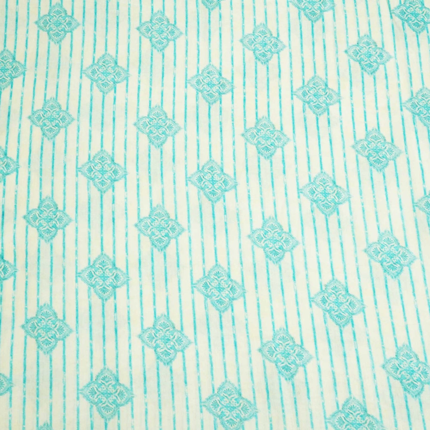 White & Stripes Print Cotton Mulmul Fabric GT-25451