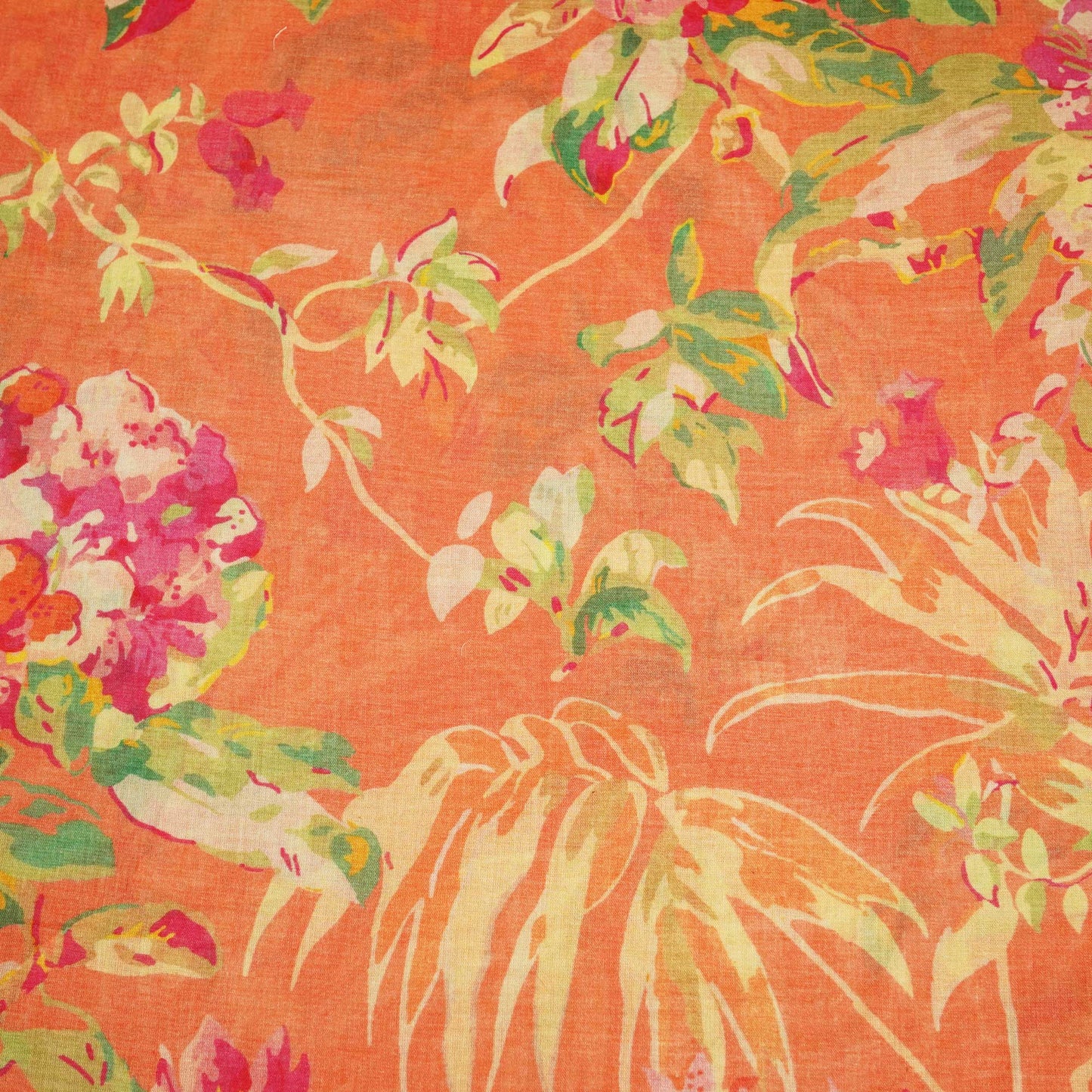 Peach Pink Floral Print Cotton Mulmul Fabric GT-25454