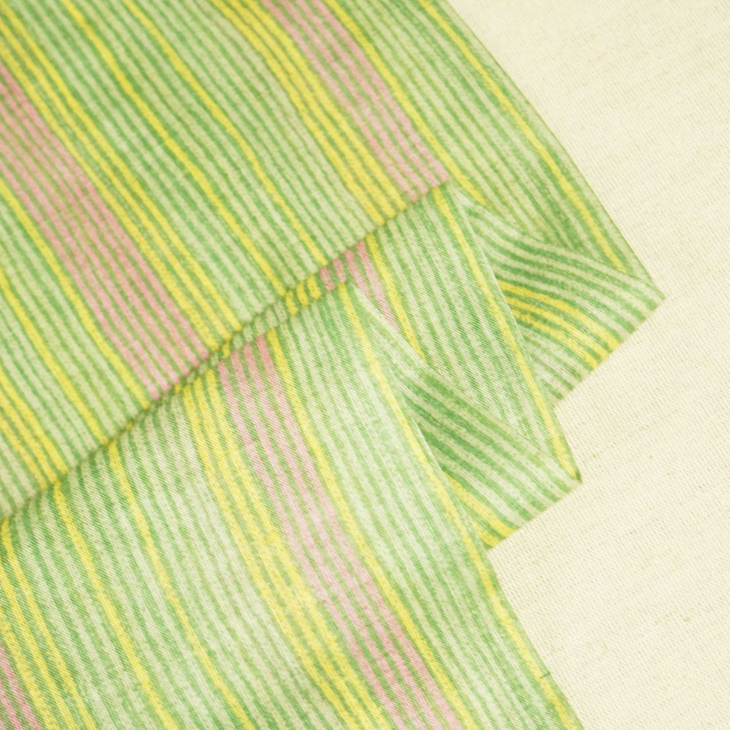 Green Multicolor Stripes Print Cotton Mulmul Fabric GT-25457