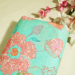 Sea Green Floral Print Cotton Mulmul Fabric GT-25471