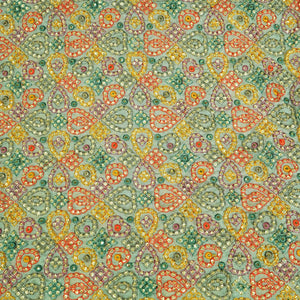 Sea Green Thread Sequins Embroidery Organza Fabric WI-25473