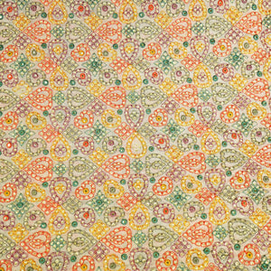 Peach Pink Thread Sequins Embroidery Organza Fabric WI-25474