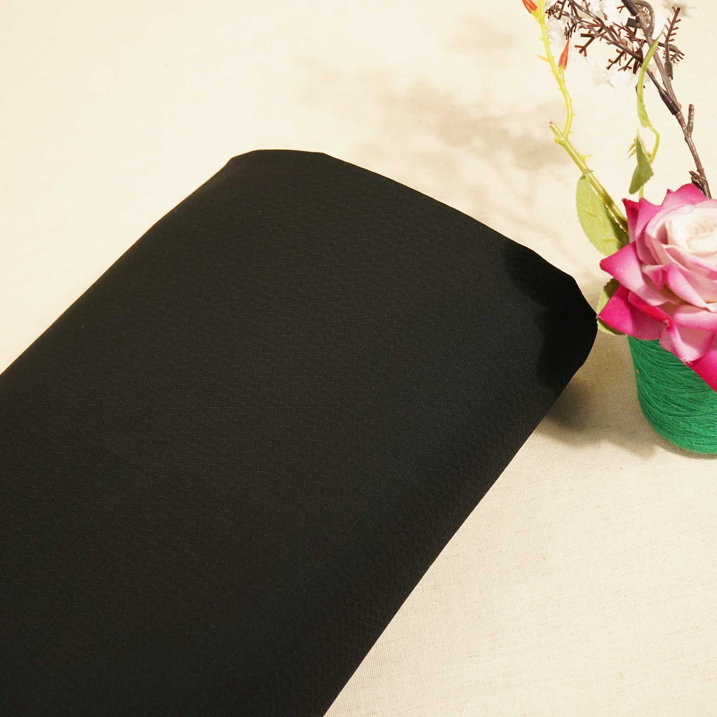 Black Geometrical Solid Print Suiting Fabric SE-25494