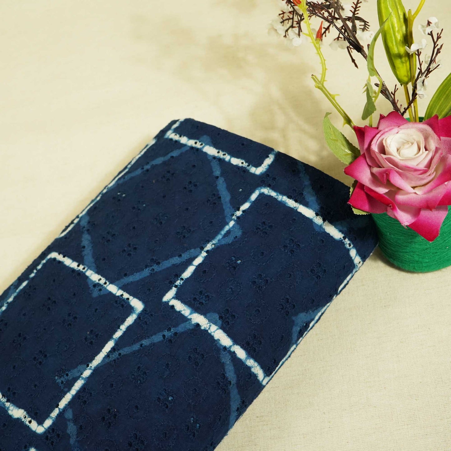 Indigo Handblock Print Cotton Fabric CG-25496