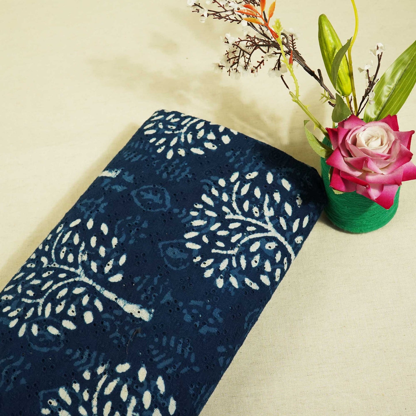 Indigo Handblock Print Cotton Fabric CG-25497