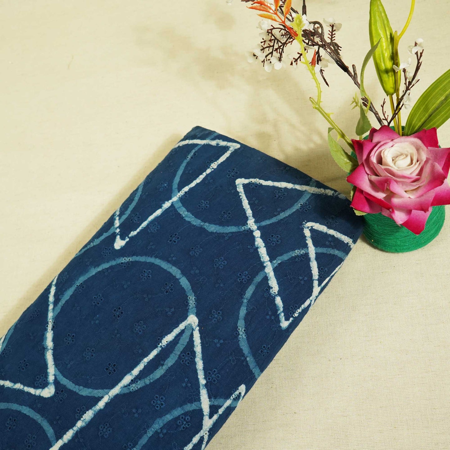 Blue Handblock Print Cotton Fabric CG-25499
