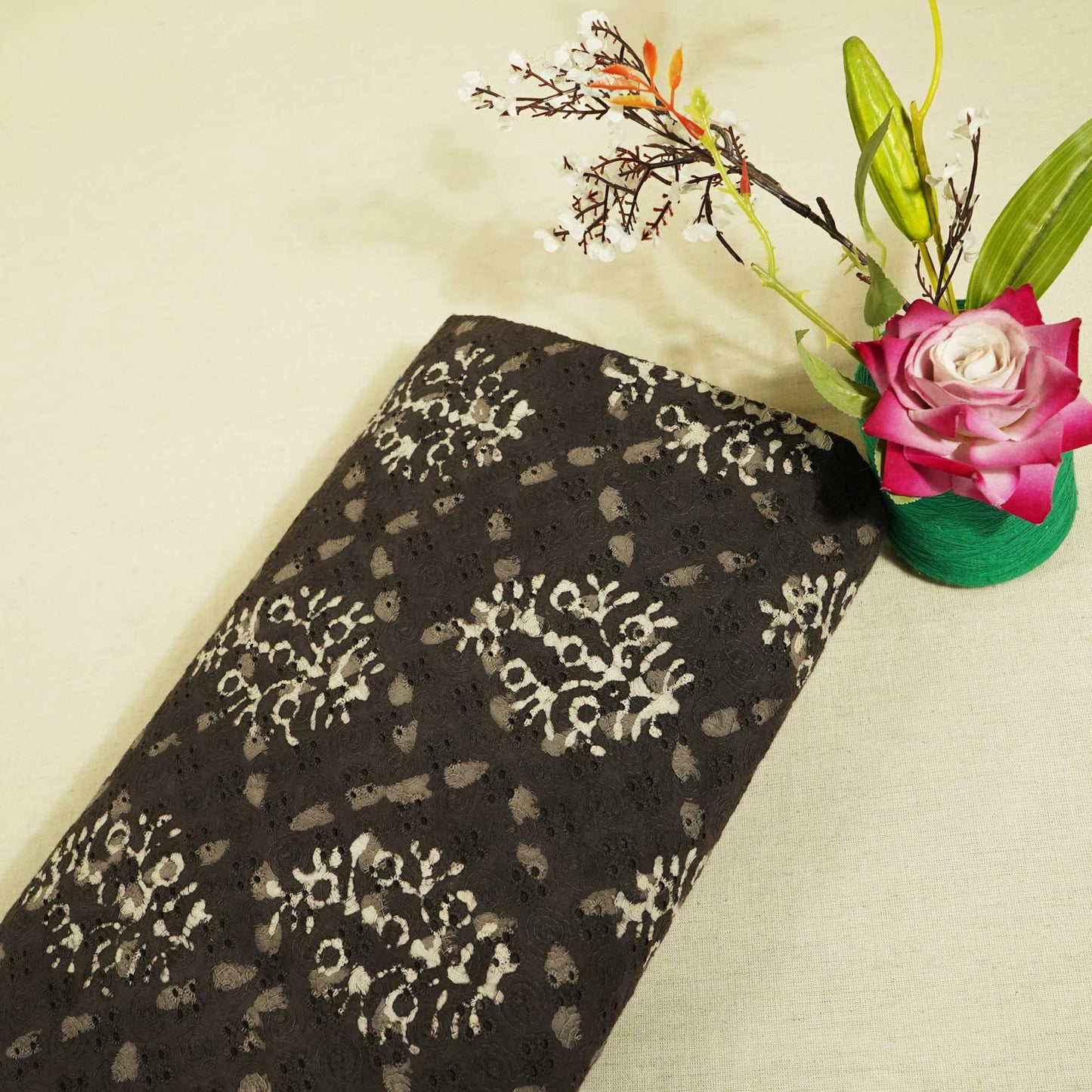 Brown Handblock Print Cotton Fabric CG-25502
