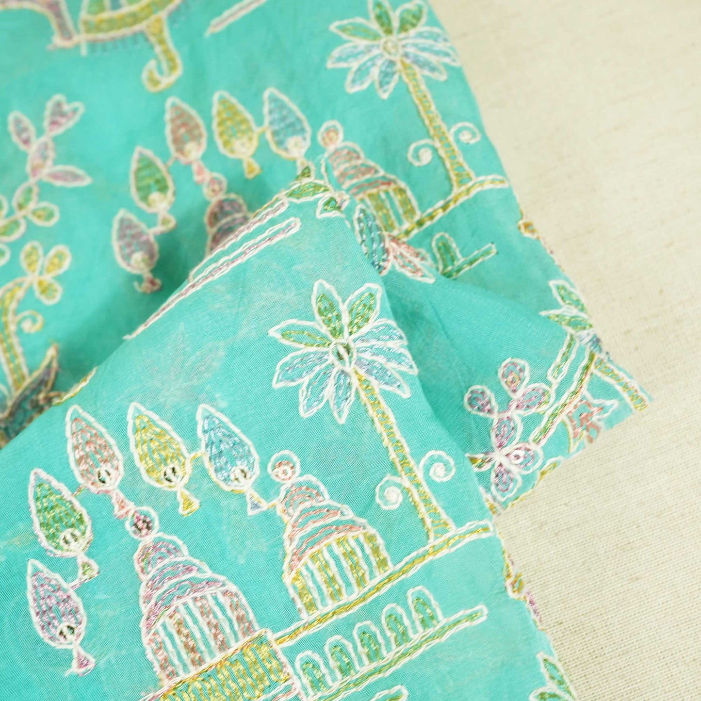 Blue Thread Sequins Embroidery Organza Fabric GT-25509