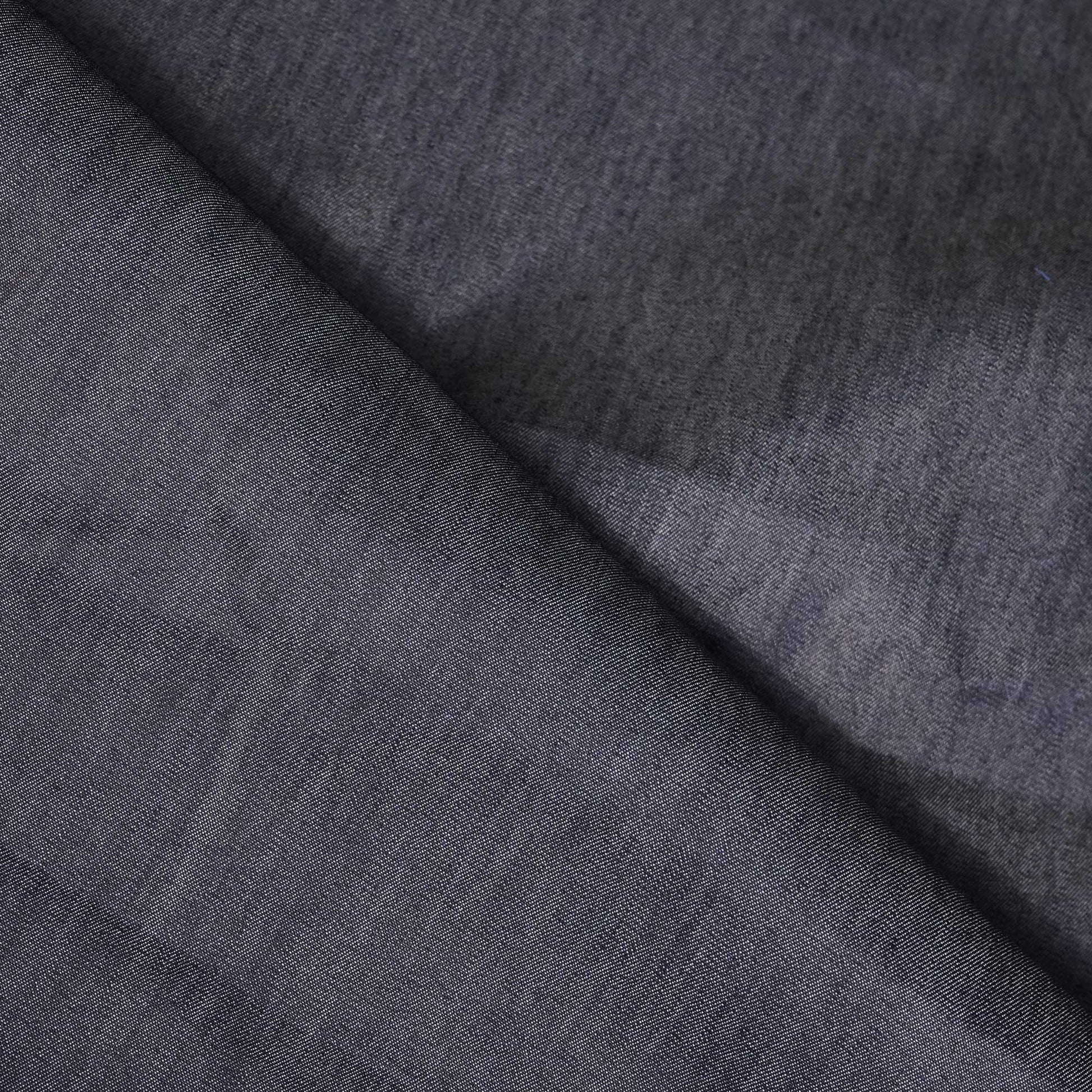 Indigo Schiffli On Border Cotton Denim Fabric AF-25857