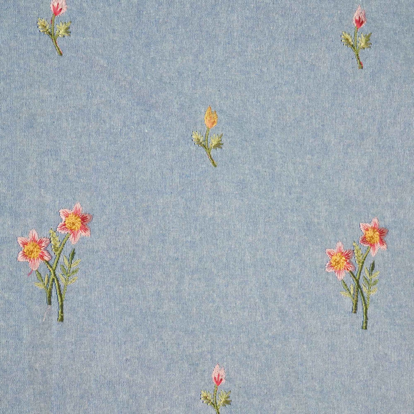 Powder Blue Thread Embroidery Denim Fabric AF-25885