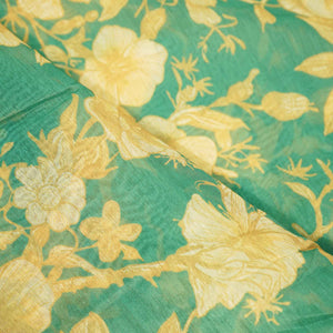 Green Floral Print Chanderi Fabric MTF-25891