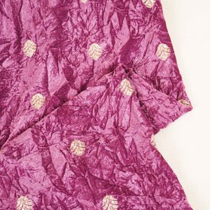 Pink Floral Cutdana Crushed Velvet Fabric SC-28259 - TradeUNO