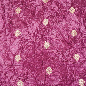 Pink Floral Cutdana Crushed Velvet Fabric SC-28259 - TradeUNO