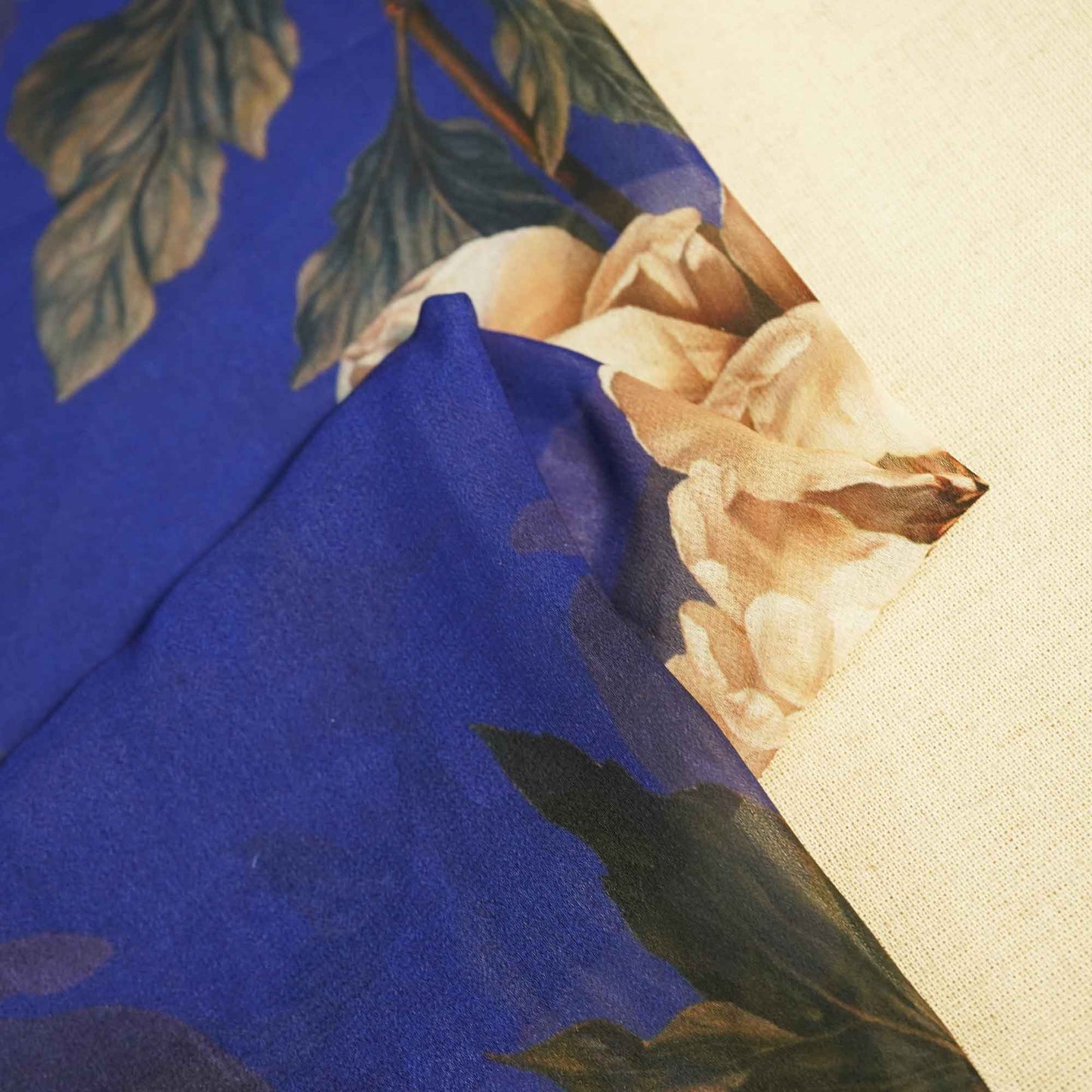 Royal Blue Multicolor Floral Print Georgette Fabric MTF-26487