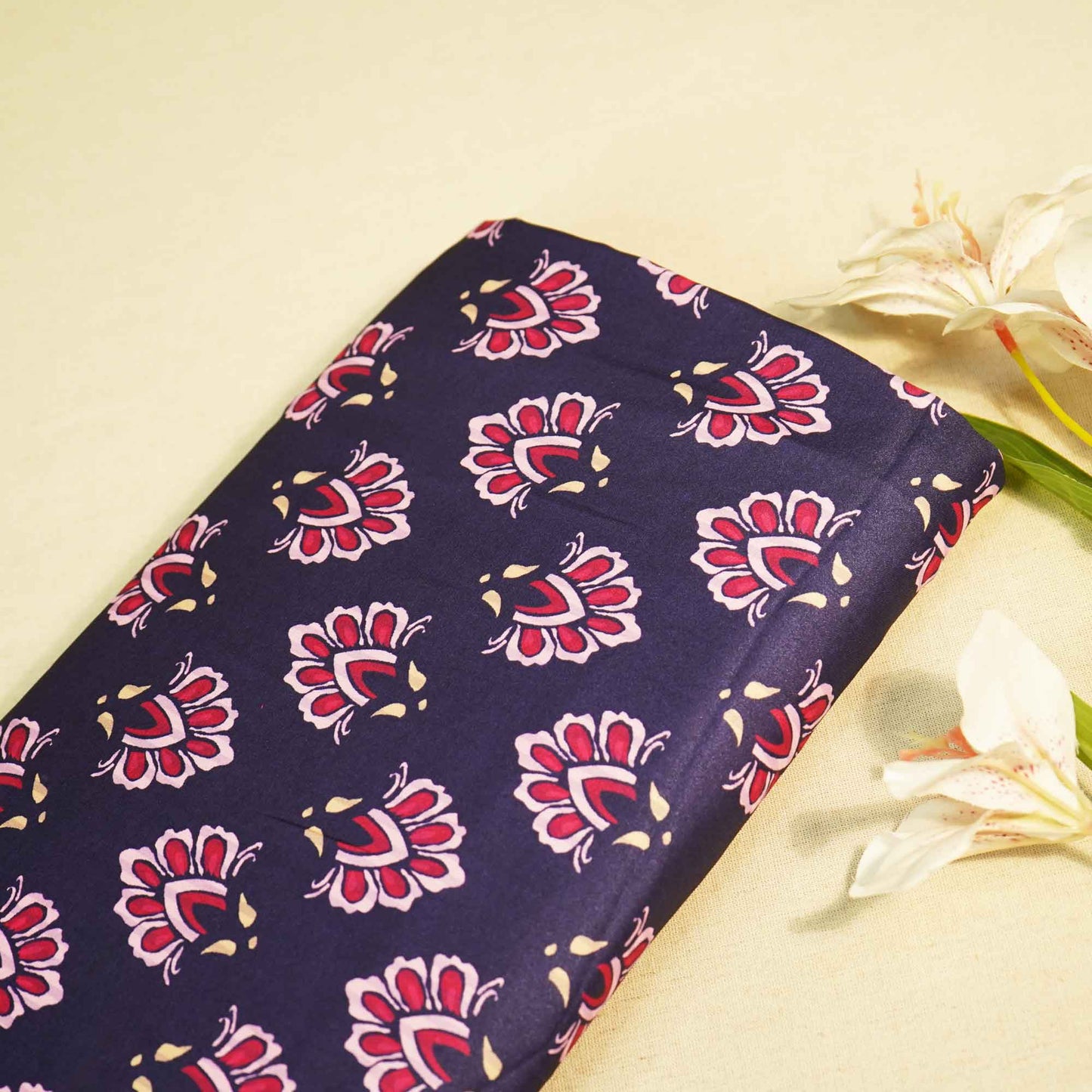 Purple Floral Print Modal Satin Fabric MTF-26490