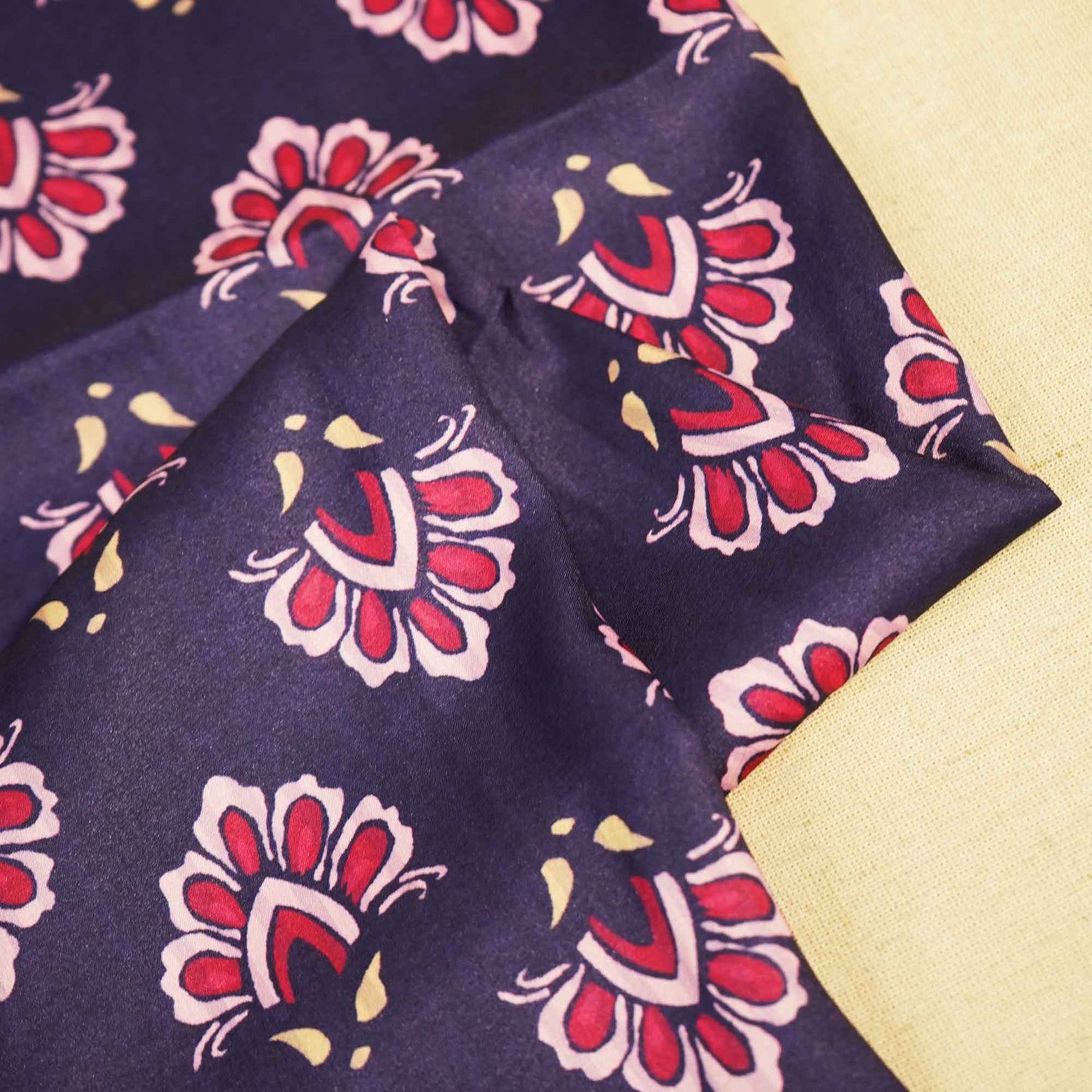 Purple Floral Print Modal Satin Fabric MTF-26490