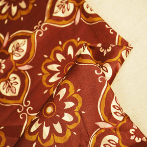 Brown Floral Print Modal Satin Fabric MTF-26492