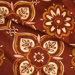 Brown Floral Print Modal Satin Fabric MTF-26492