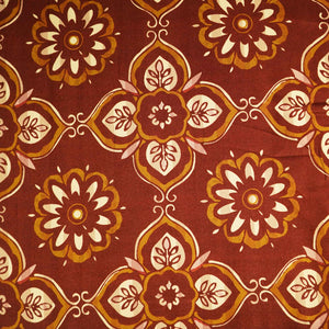 Brown Floral Print Modal Satin Fabric MTF-26492