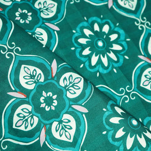 Green Floral Print Modal Satin Fabric MTF-26494
