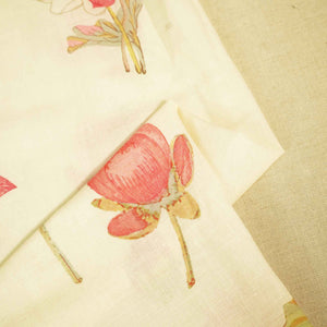 Cream Floral Print Cotton Fabric MTF-26498