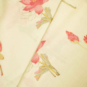 Cream Floral Print Cotton Fabric MTF-26498