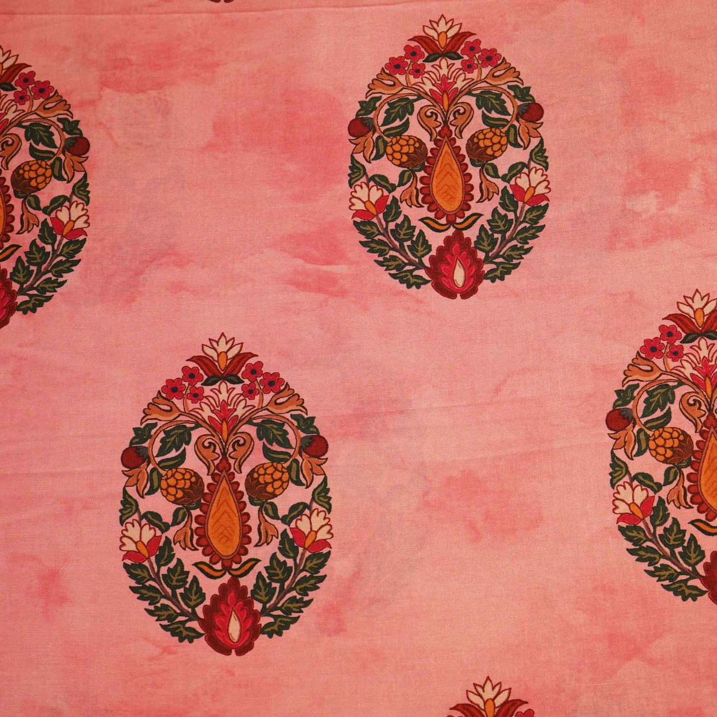 Pink Floral Block Print Muslin Fabric MTF-26509