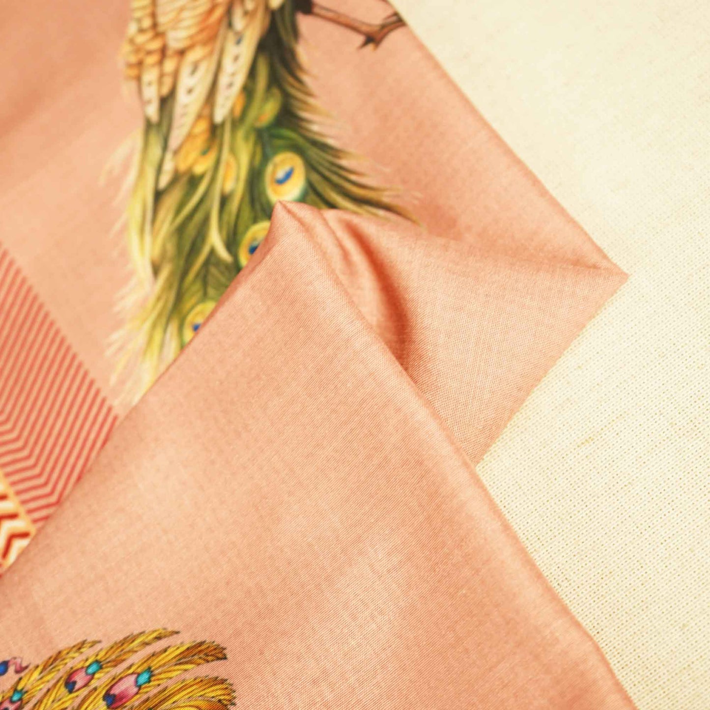 Light Brown Bird Print Muslin Fabric MTF-26511