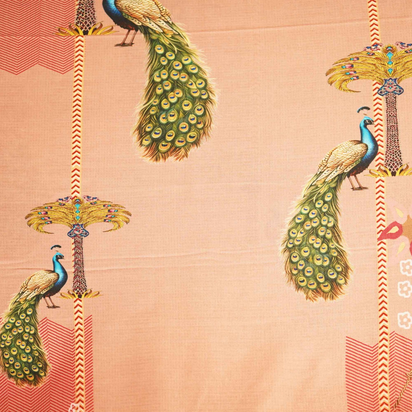 Light Brown Bird Print Muslin Fabric MTF-26511