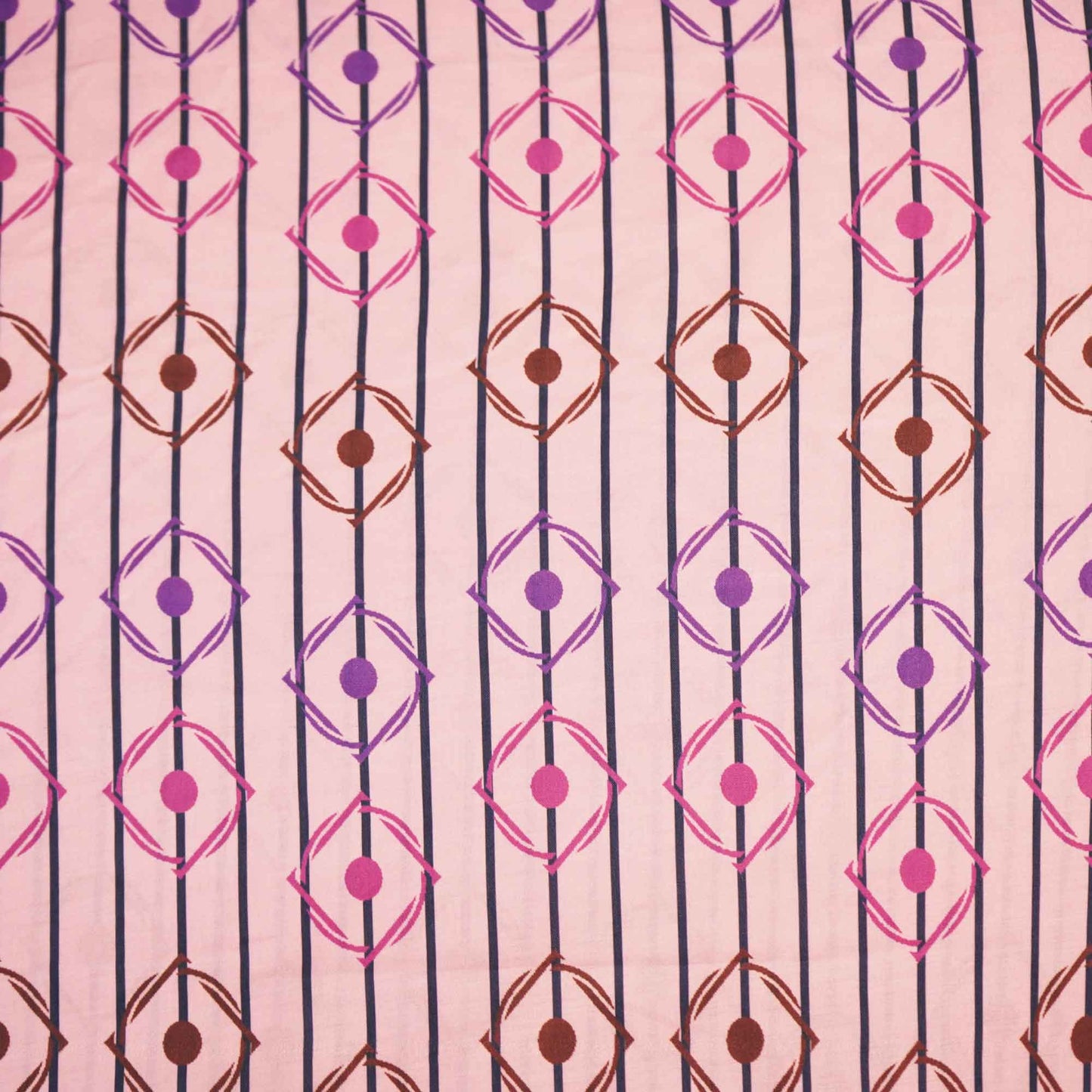 Pink Multicolor Stripes Print Muslin Fabric MTF-26514