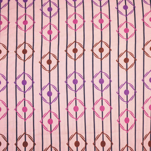 Pink Multicolor Stripes Print Muslin Fabric MTF-26514