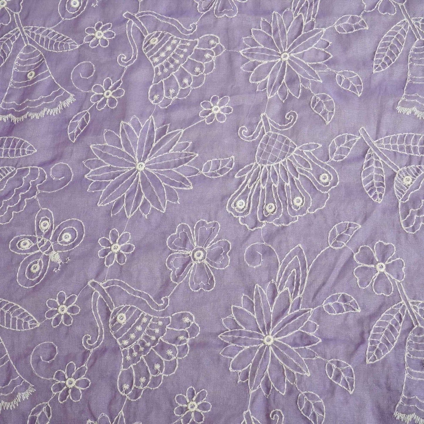 Purple Hakoba Embroidery Mul Chanderi fabric Chanderi Dyed Fabric WI-26539