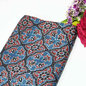 Dark Blue Ajrakh Modal Satin Modal Ajrakh IA-26863