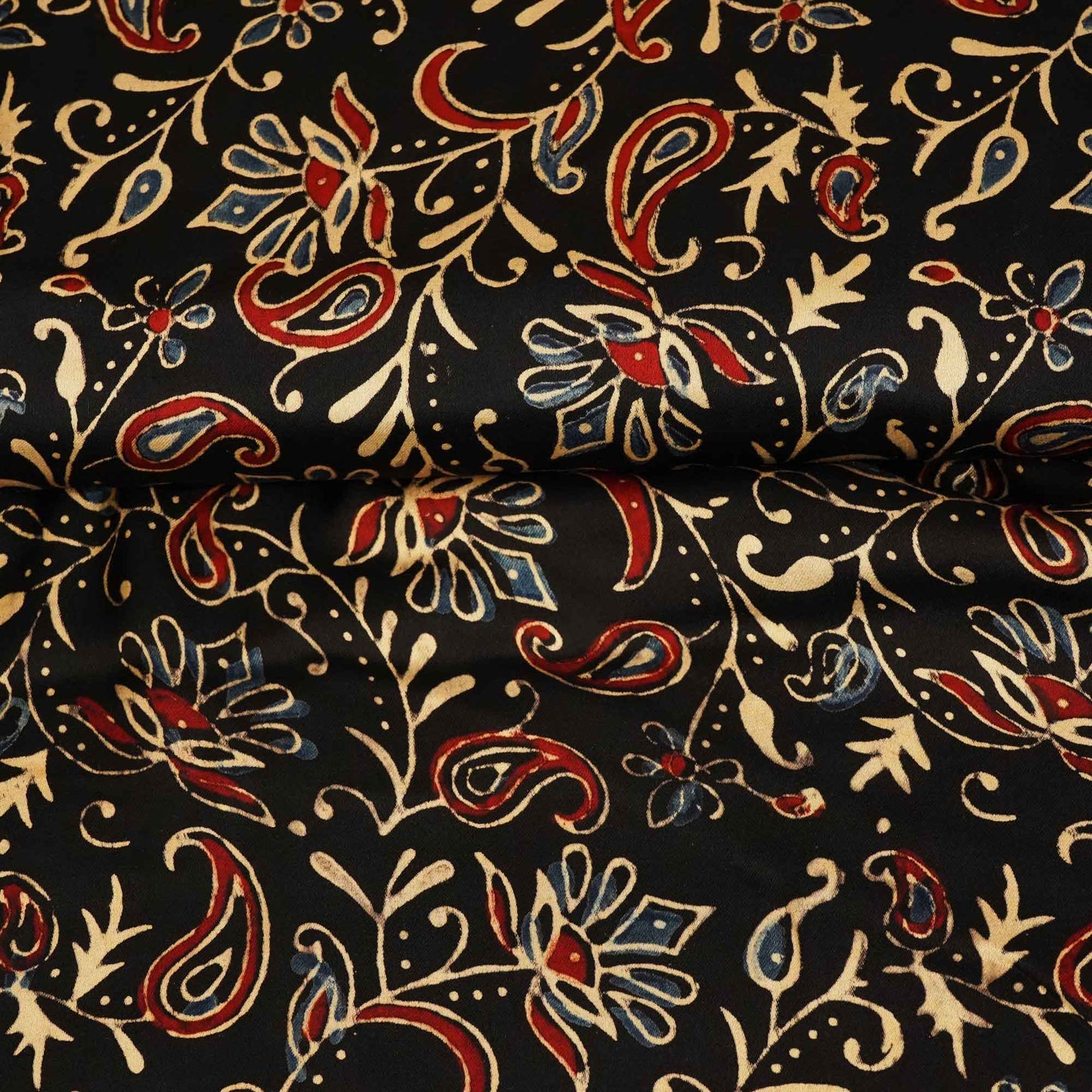 Black Floral Ajrakh Modal Satin Modal Ajrakh IA-26884