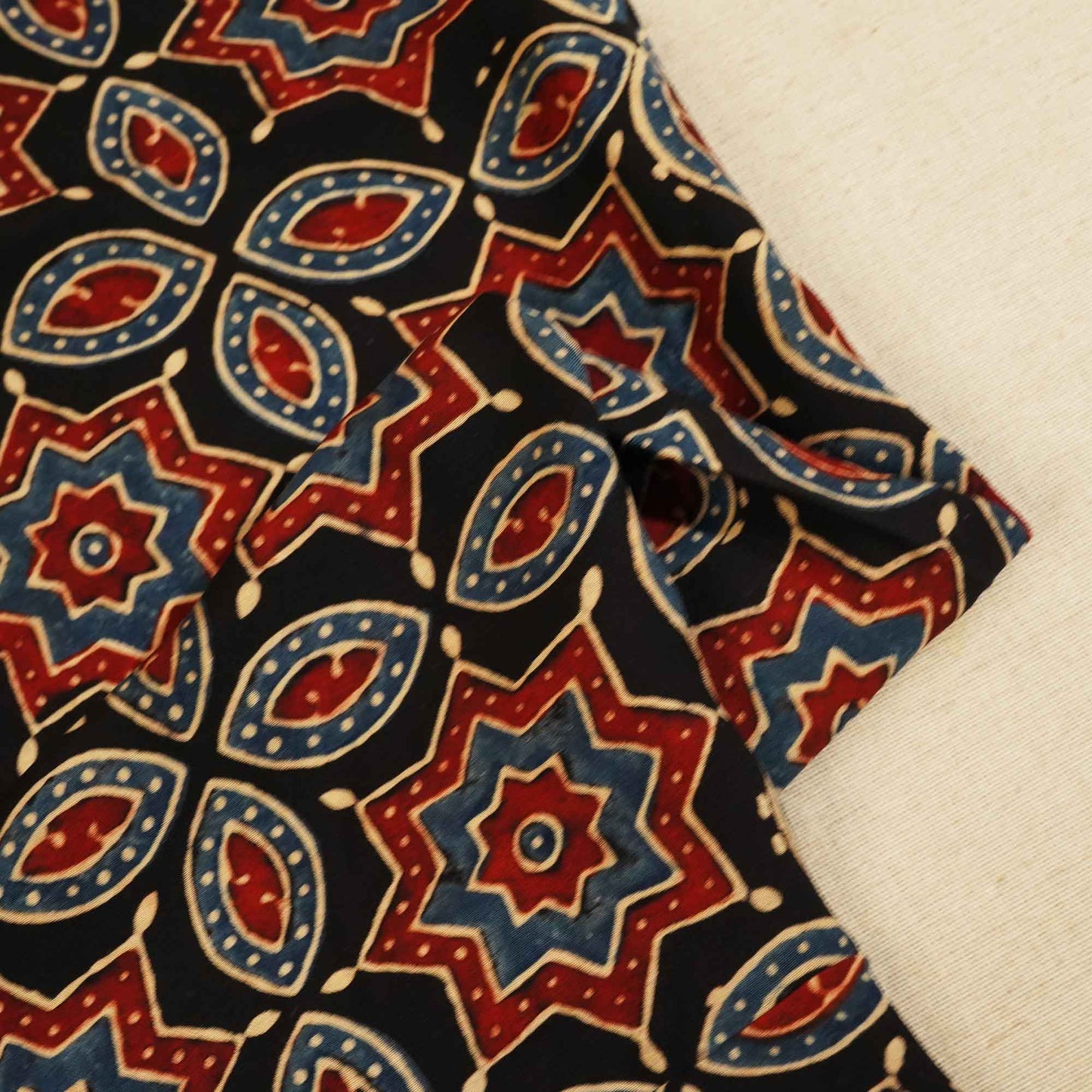 Black Ajrakh Modal Satin Fabric Modal Ajrakh IA-26893