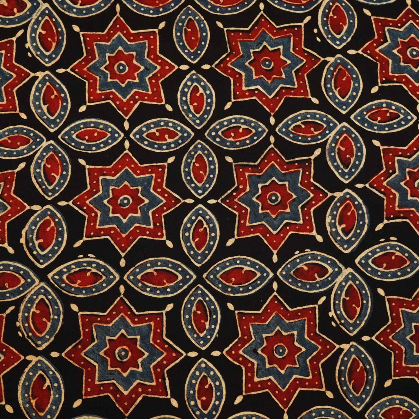 Black Ajrakh Modal Satin Fabric Modal Ajrakh IA-26893