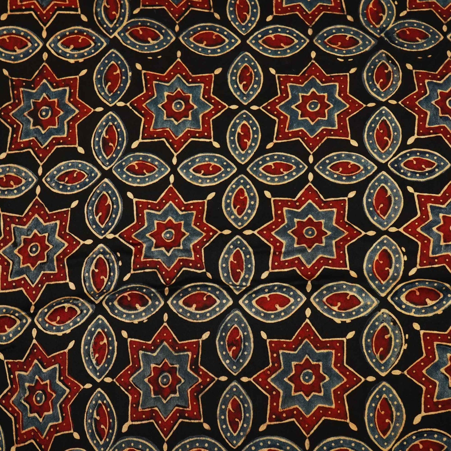 Black Ajrakh Modal Satin Fabric Modal Ajrakh IA-26894