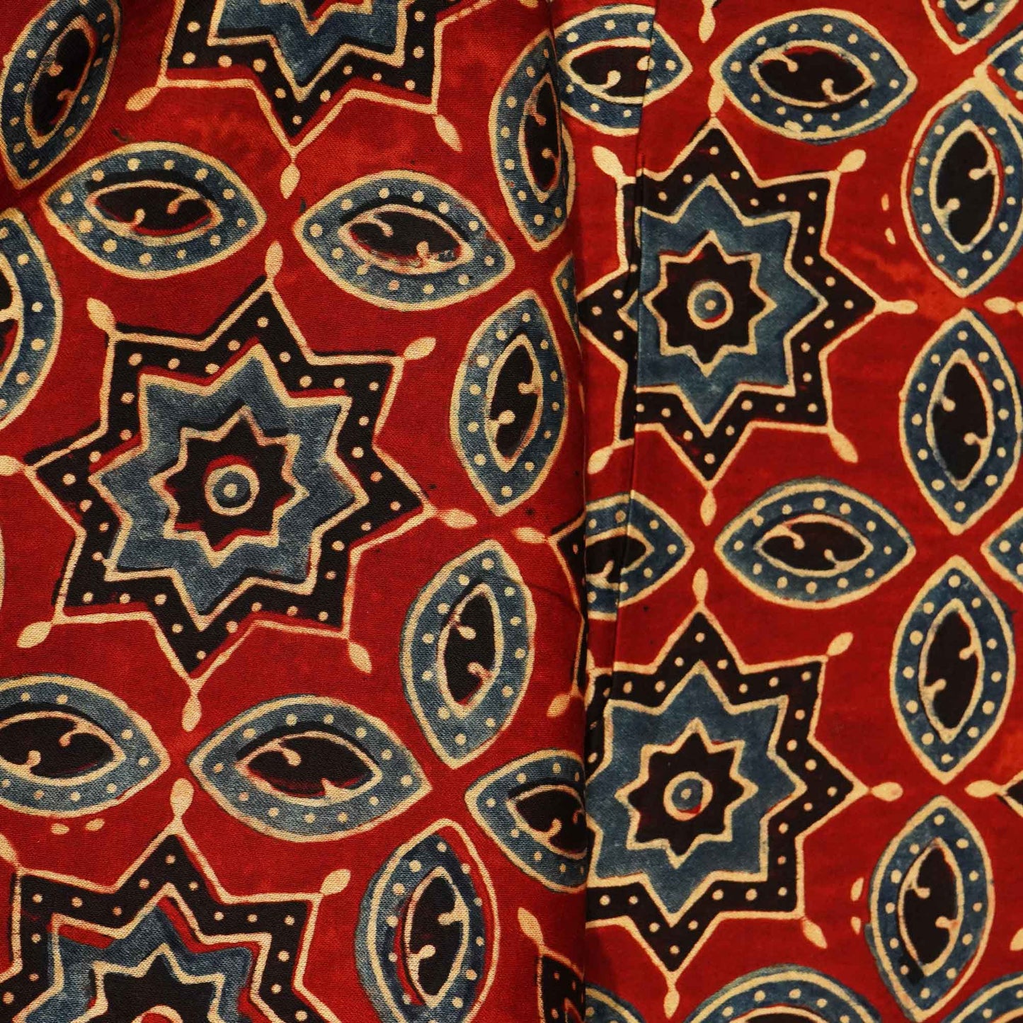 Red Ajrakh Modal Satin Fabric Modal Ajrakh IA-26895