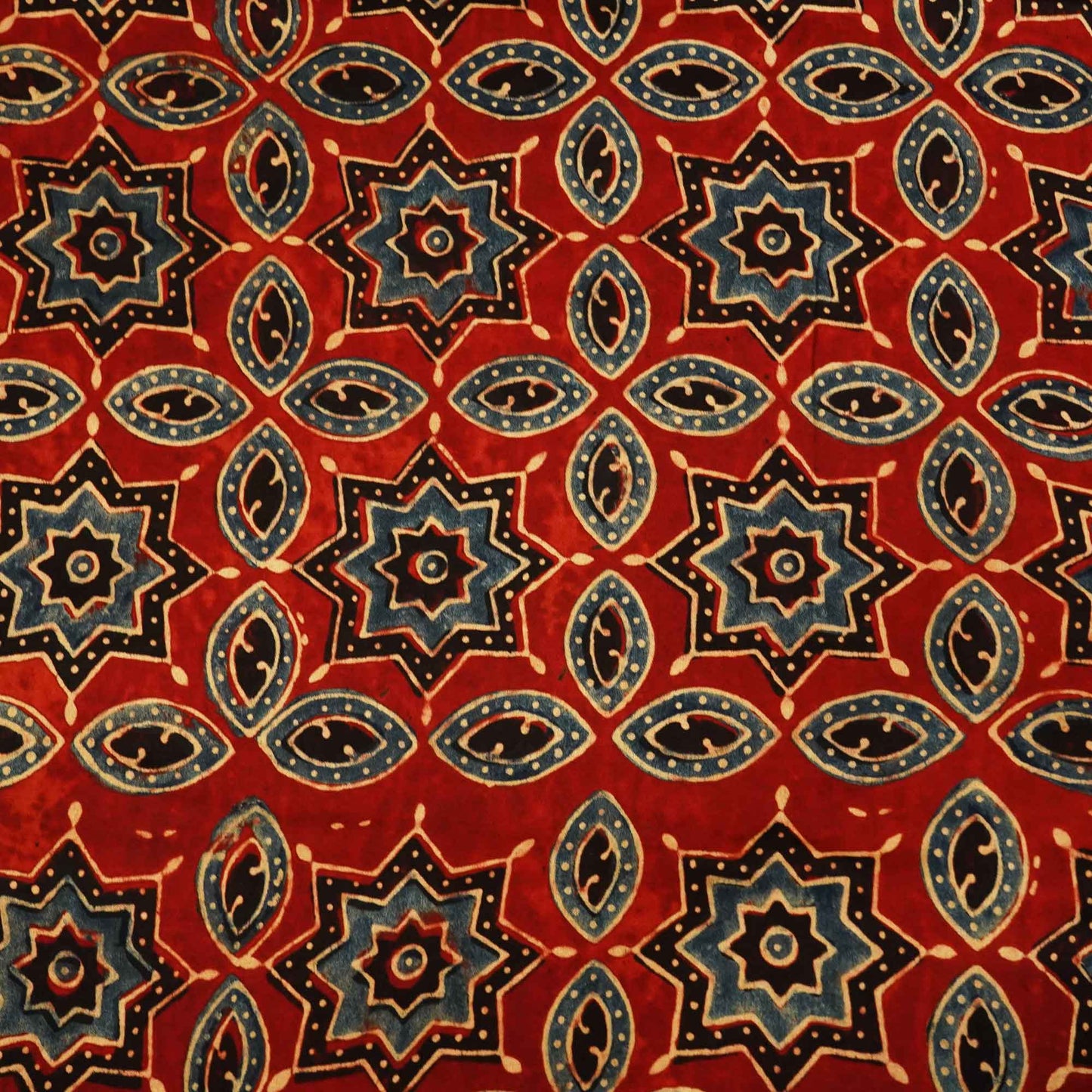 Red Ajrakh Modal Satin Fabric Modal Ajrakh IA-26895