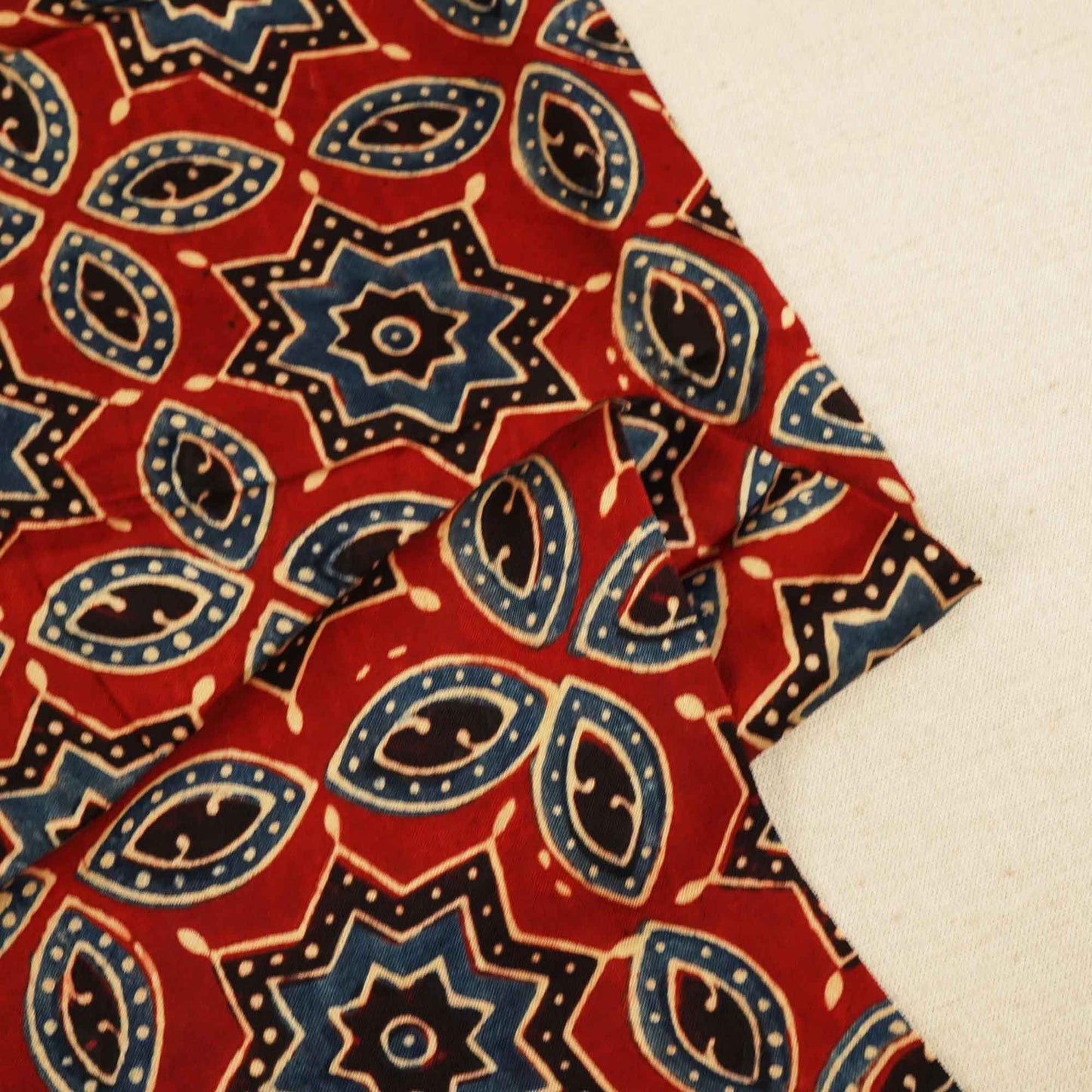 Red Ajrakh Modal Satin Fabric Modal Ajrakh IA-26896